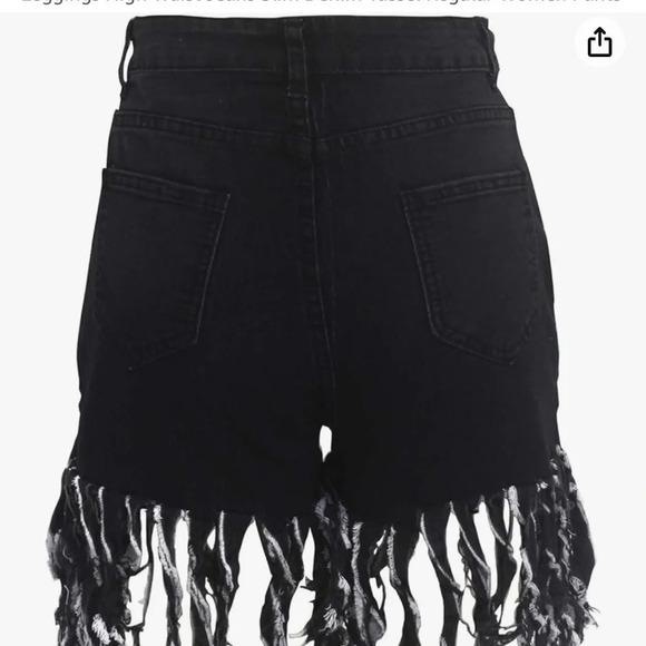 NEW Fringed Jean Shorts Women High Waist Washed Ripped Denim Shorts Butt-Lifting - Picture 6 of 9